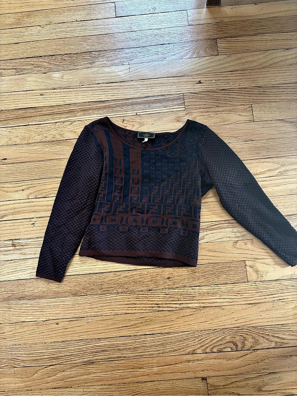 Fendi Vintage Fendi Zucca Monogram Knit Long Sleeve Top Vintage Zucca Monogram